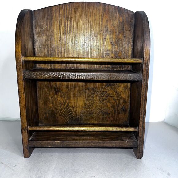 Wooden Spice Rack Wall Shelf Farmhouse Country Nicknack Shelf2 Tier